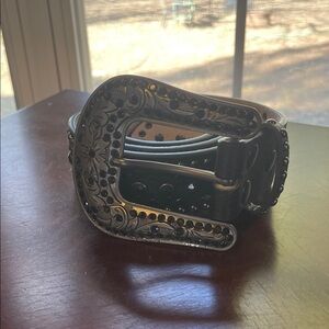 Black Leather Belt with Matte Black Buckle